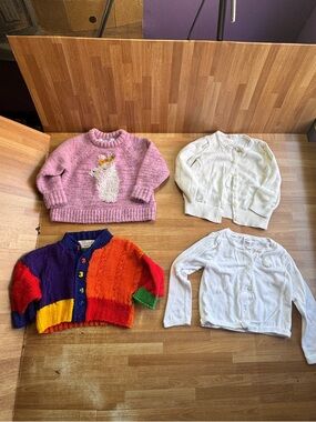 Baby girl sweater bundle size 18!months, wool, cardigans, handmade, 4 sweaters